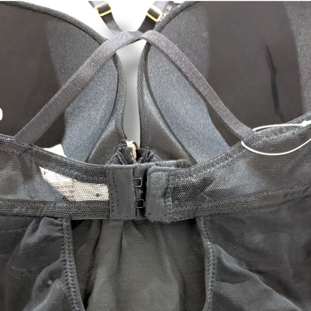 NWT Auden Black Chemise And Thong, lace, Push-up, Strappy, Size Medium - Picture 9 of 16